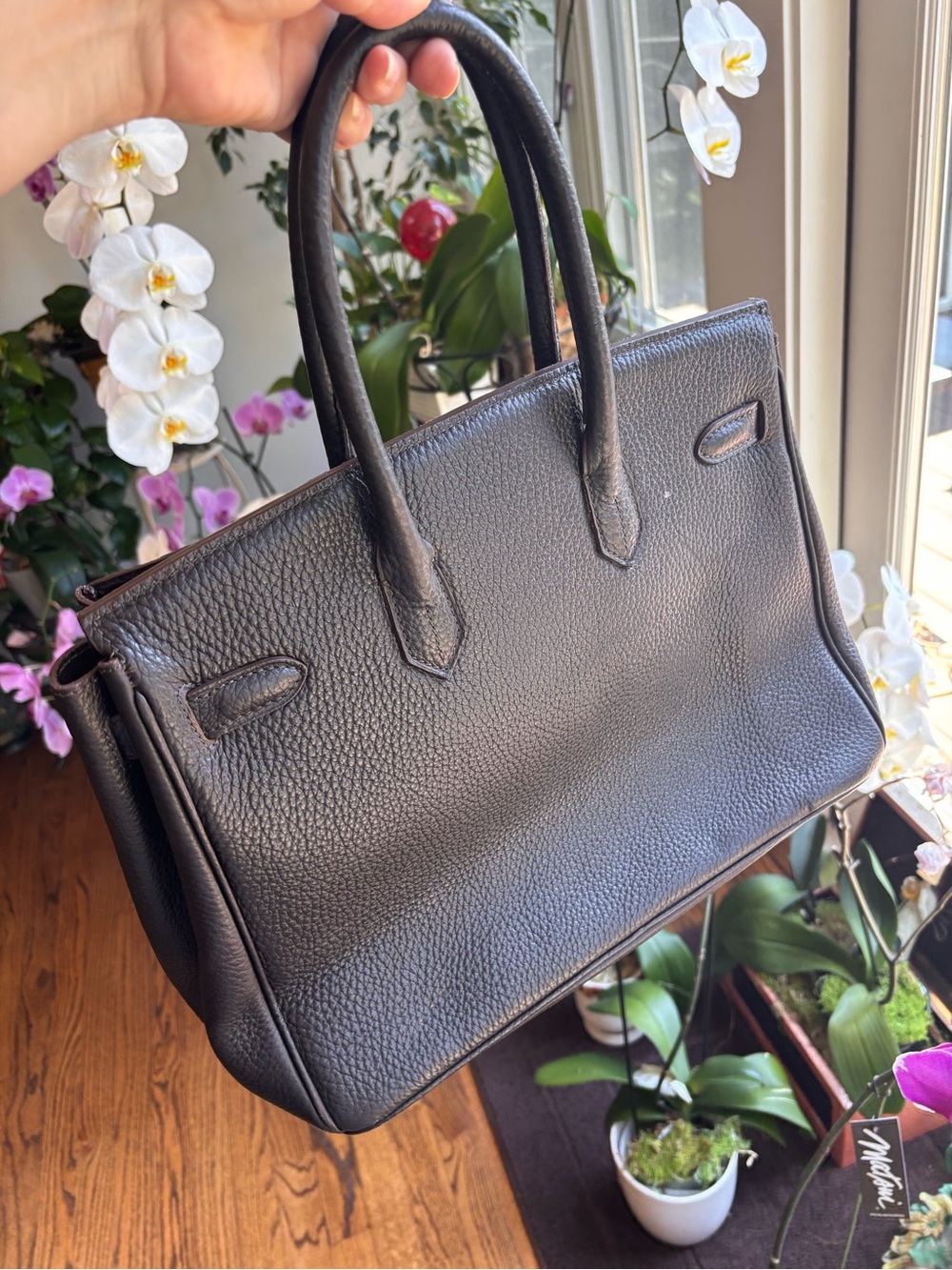 Classic Italian dark brown Leather Top-Handle Tote Bag - Picture 3 of 10